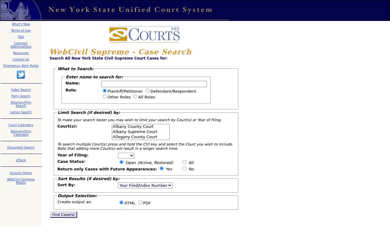 Somers residents directory court party search fields