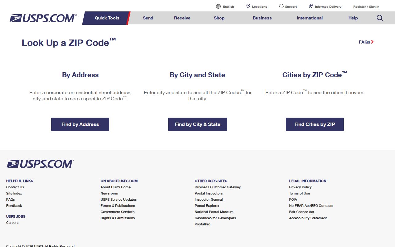 Somers ZIP code USPS address lookup interface